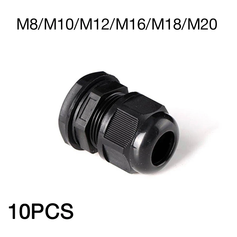 10 sztuk M18 dławik kablowy Nylon wodoodporny złącze IP68 plastikowe czarne złącze uszczelniające na wodoodporne pudełko złącze blokujące wylot