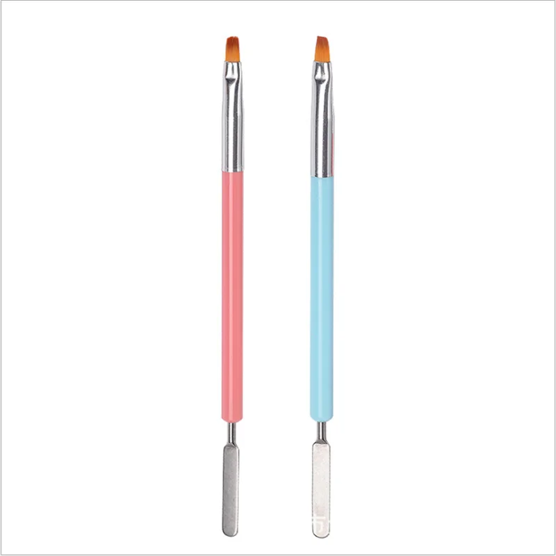 

Pink Blue Double-head Acrylic Nail Brush Nail Drawing Brush Pen Crystal Carved Remove Painting UV Gel Nail Supplies