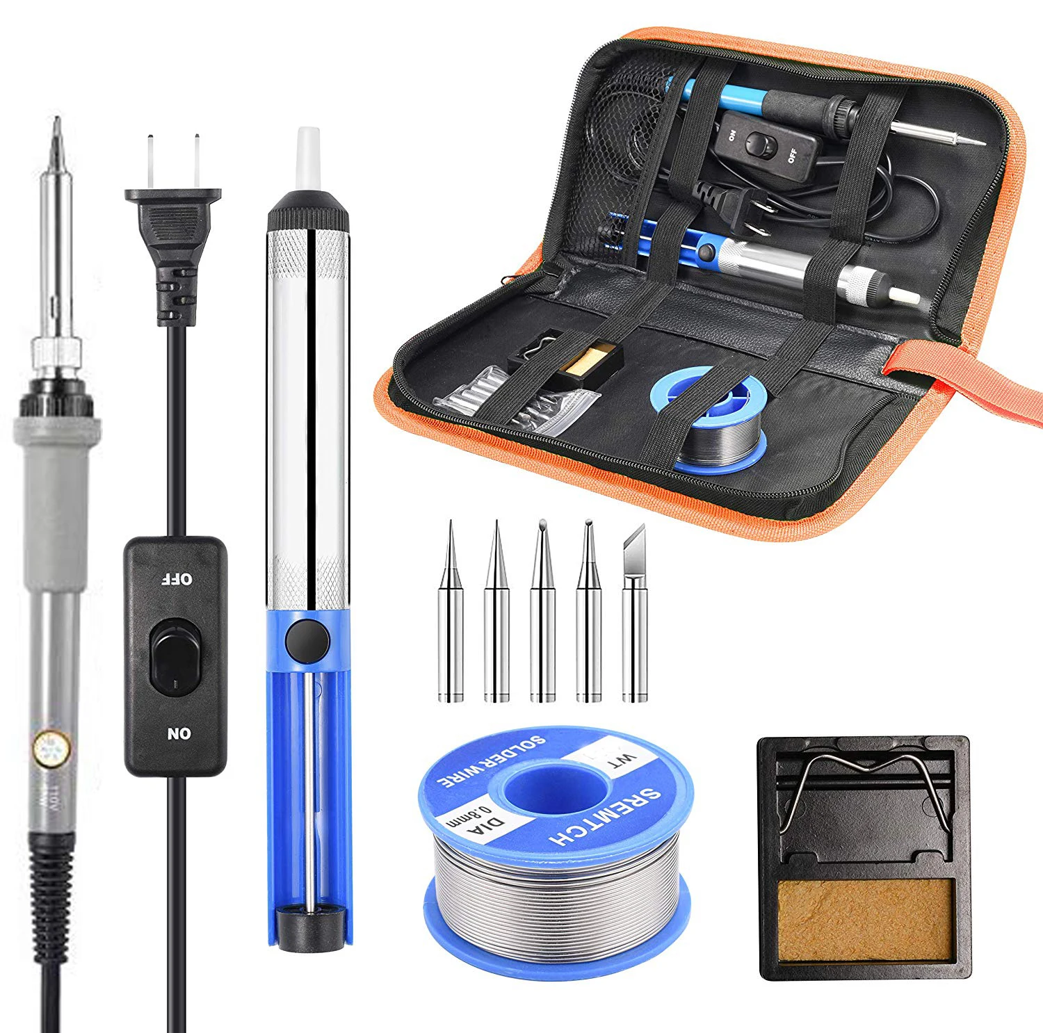 Soldering iron kit adjustable temperature 220V 60W solder welding tools Ceramic heater soldering tips Desoldering Pump