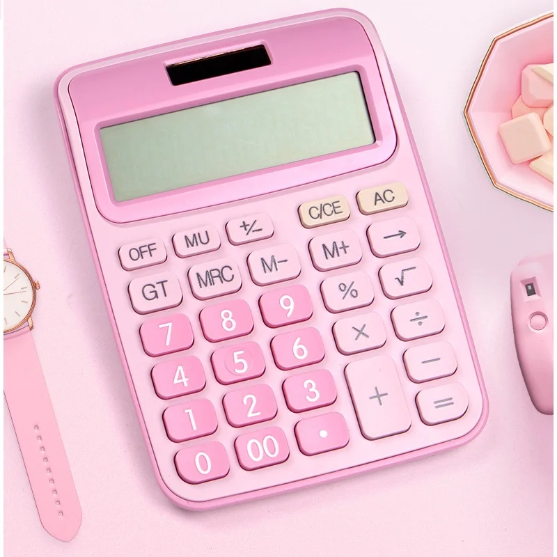 12Digit Desk Calculator Large Buttons Financial Business Accounting Tool Battery And Solar Power School Office Small Supplies