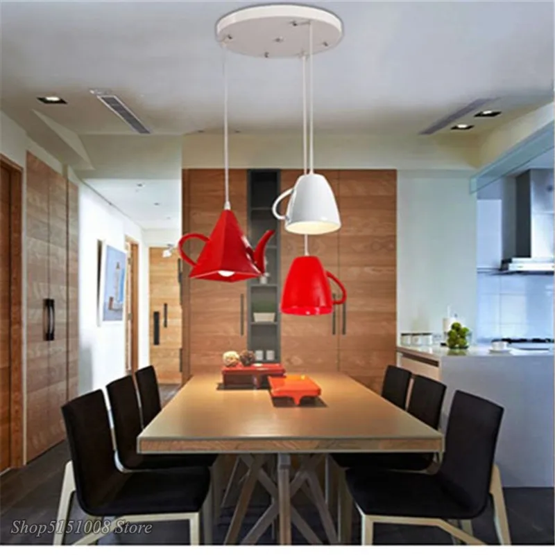 Modern resin teapot pendant lights Tea cup Pendant lamp Kitchen bar/coffee Hanging lamp for Dining Room Decor lighting Fixturess