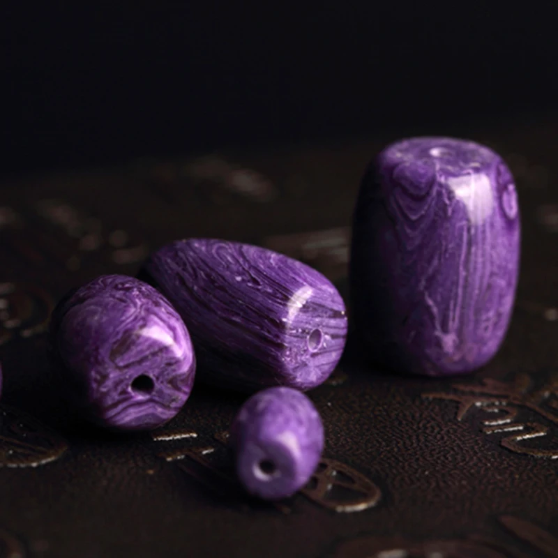 4A Natural Charoite Quartz Crystal Barrel Single Bead DIY Jewelry Making