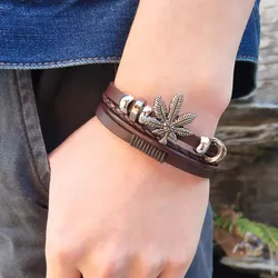 2026 Hot Handmade Multi-layer Leather Bracelets Braided Jewelry Valentine's Day Gifts Women Charm Bangle Men Cuff Pulseira