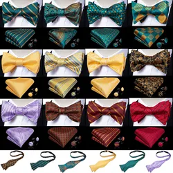 Adjustable Bowties Self Bow Tie Men's Christmas Men Classic Teal Green Wedding Party Bow Ties Hanky Cufflinks Set