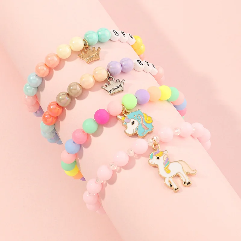 

Makersland Children Jewelry Soft Clay Beaded Pendant Bracelets For Girls Frosted Beads Children Charm Cute Design Christmas Gift