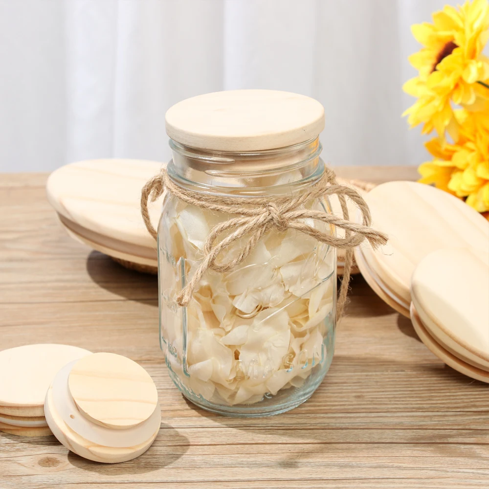 Reusable Bottle Sealing Caps Kitchen Organization Wide Mouth Cover Canning Storage Wood Lids Mason Jar Lid