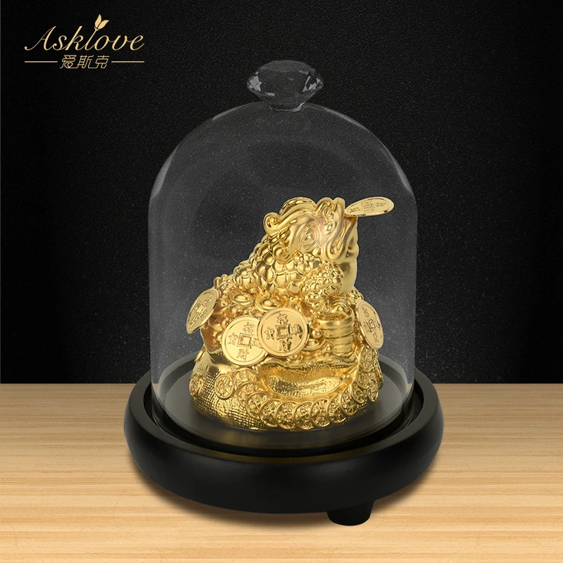 Money Toad Feng Shui Chinese Golden Frog Gold Foil Crafts Lucky Fortune Wealth Office Tabletop Ornament Home Decor Busniess Gift