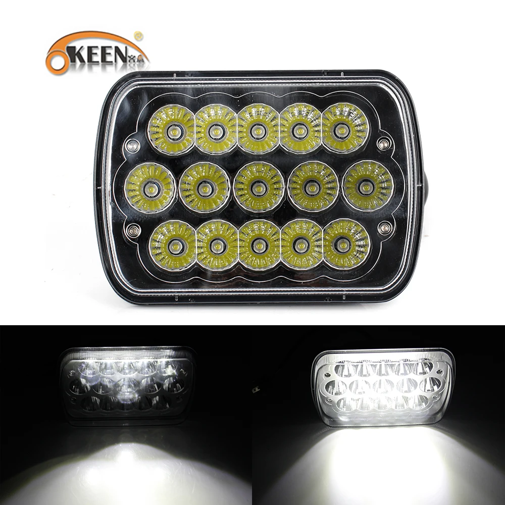 OKEEN Waterproof 7x6 5x7 LED Headlights High Low Beam DRL Headlamp For Jeep Wrangler YJ Cherokee XJ LED Work Light 105W Fog Lamp