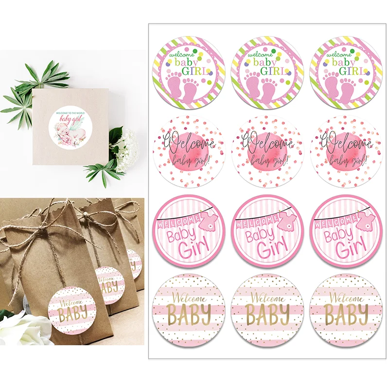 Welcome Baby Girl It Is A Girl Stickers Gender Reveal Baby Shower Party Decor Labels Welcome Newborn