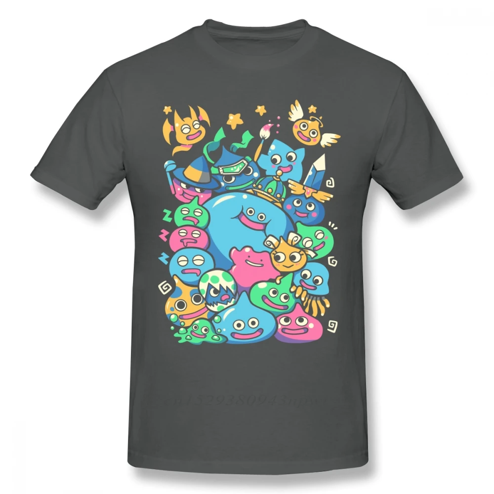 Dragon Quest T Shirt Slime Party T-Shirt Funny Beach Tee Shirt 100% Cotton Printed Man Short Sleeves Oversize Tshirt