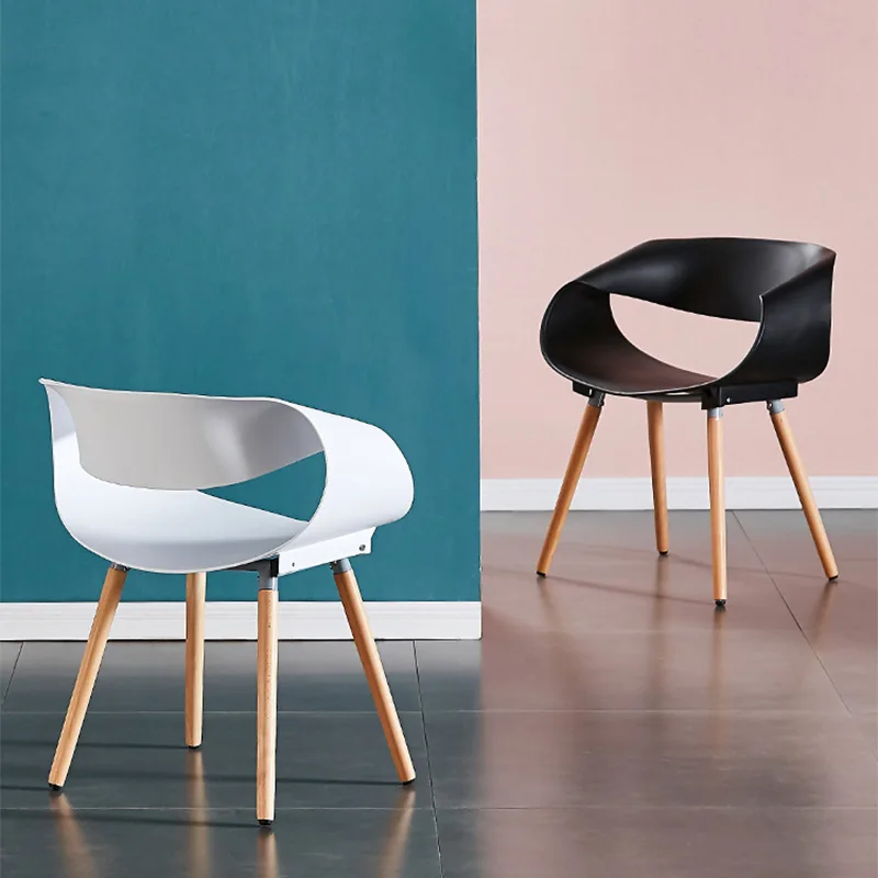 Modern minimalist home furniture creative design plastic dining chair Nordic backrest hotel chair negotiation leisure armchairs