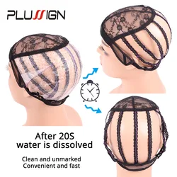1Pcs/Lot 2Pcs/Lot Dissolve Wig Cap With Adjustable Strap S M L Dome Caps Plastic Hair Nets Plussign Wig Making Base Mesh Wig Cap