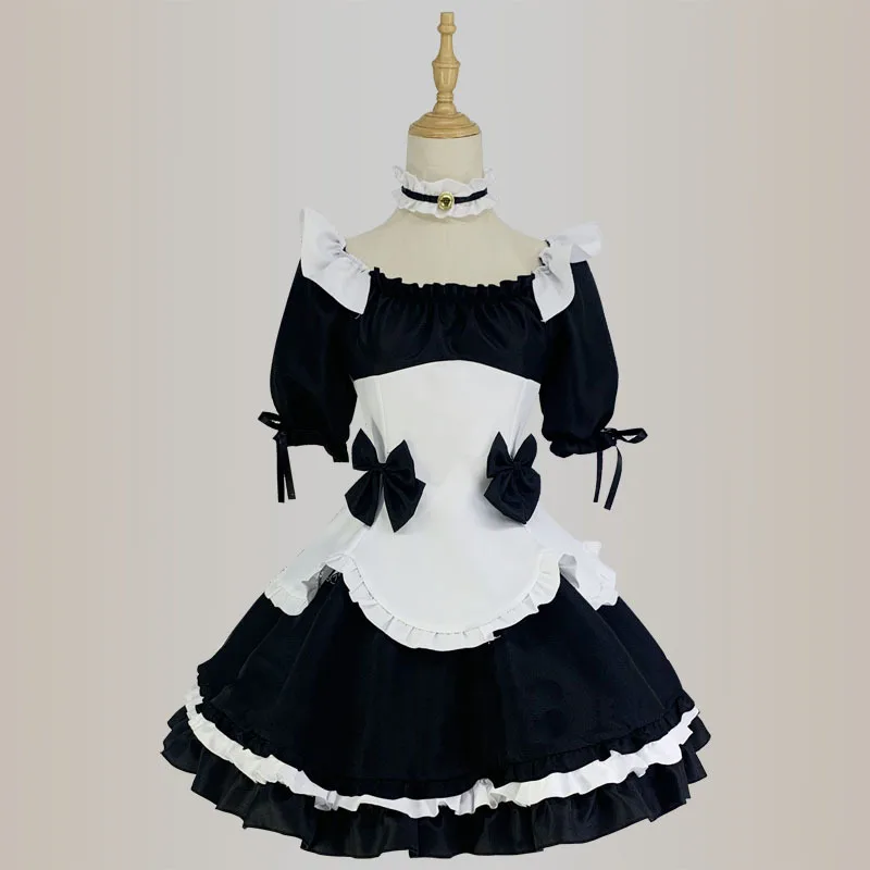 Black White Chocolate Maid Costumes French Bowknot Maid Skirt Girls Woman Amine Cosplay Costume Waitress Party Costumes  S-5XL