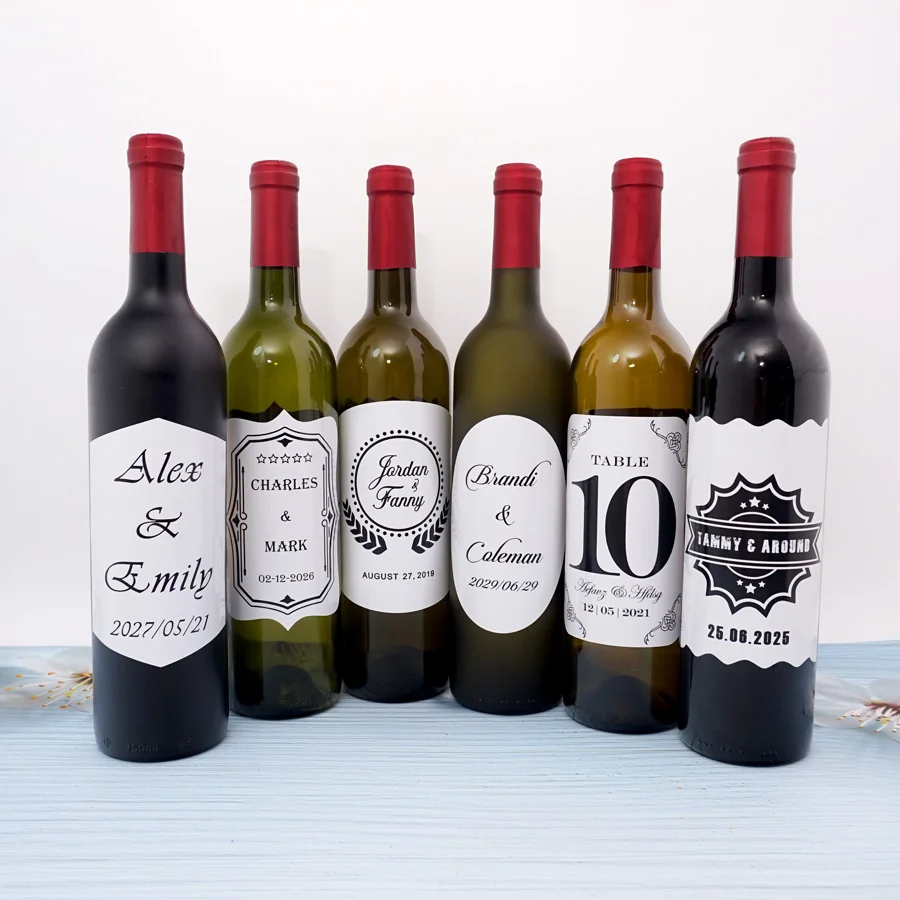 20pcs/Lot Personalized Custom Name and Date Wine Labels Stickers Valentine's Day DIY Wedding Party Supplies