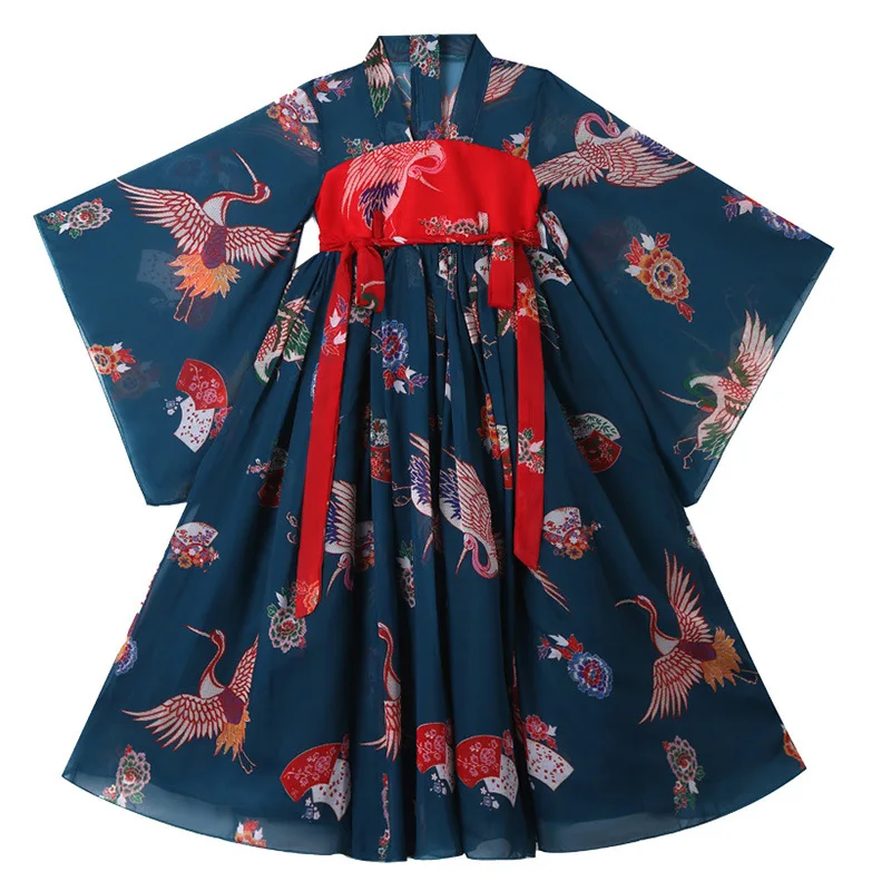 Chinese Traditional Pompous Skirt Dress Fairy Stage Dancewear Teenage Girls Waist Chest Hanfu Long Sleeve Photography Clothes