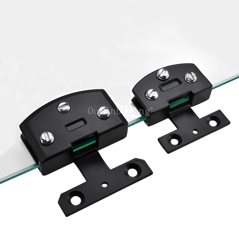 

4PCS Black Glass Cabinet Hinges Wine/Display Cabinet Door Hinges for Cabinet Cupboard Glass Clamps Clips Black No Drilling