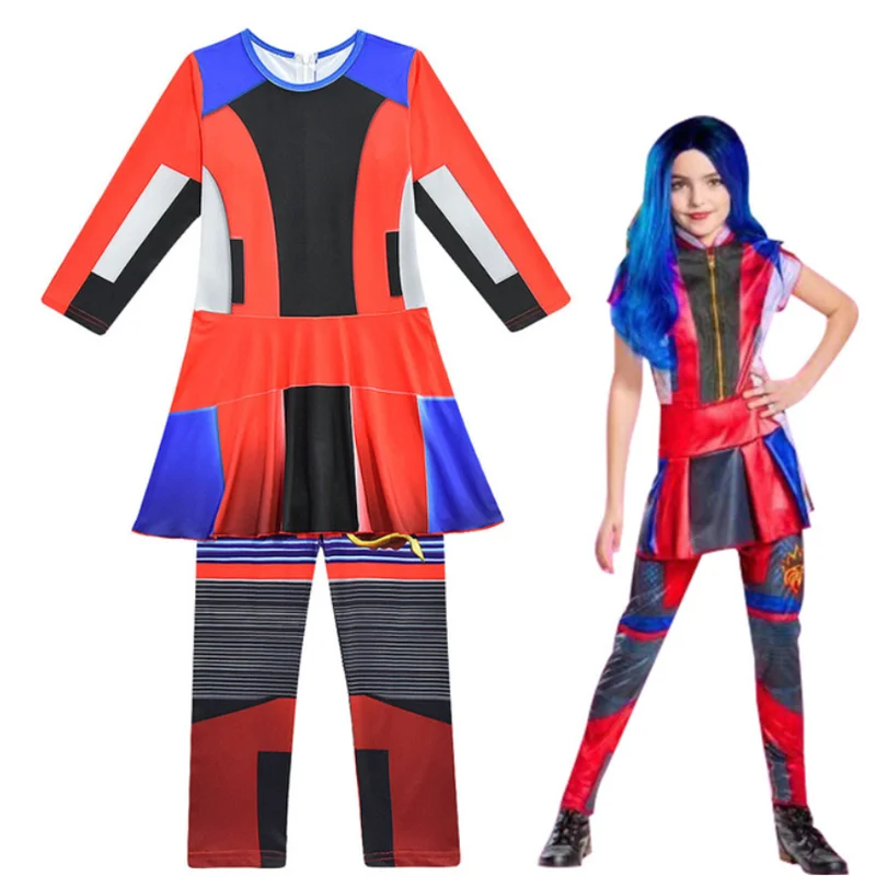 Nachkommen 3 Mal Evie Audrey Bertha Cosplay Kostüm Mädchen Halloween Kostüm Für Kinder Kinder Party Phantasie Kleid