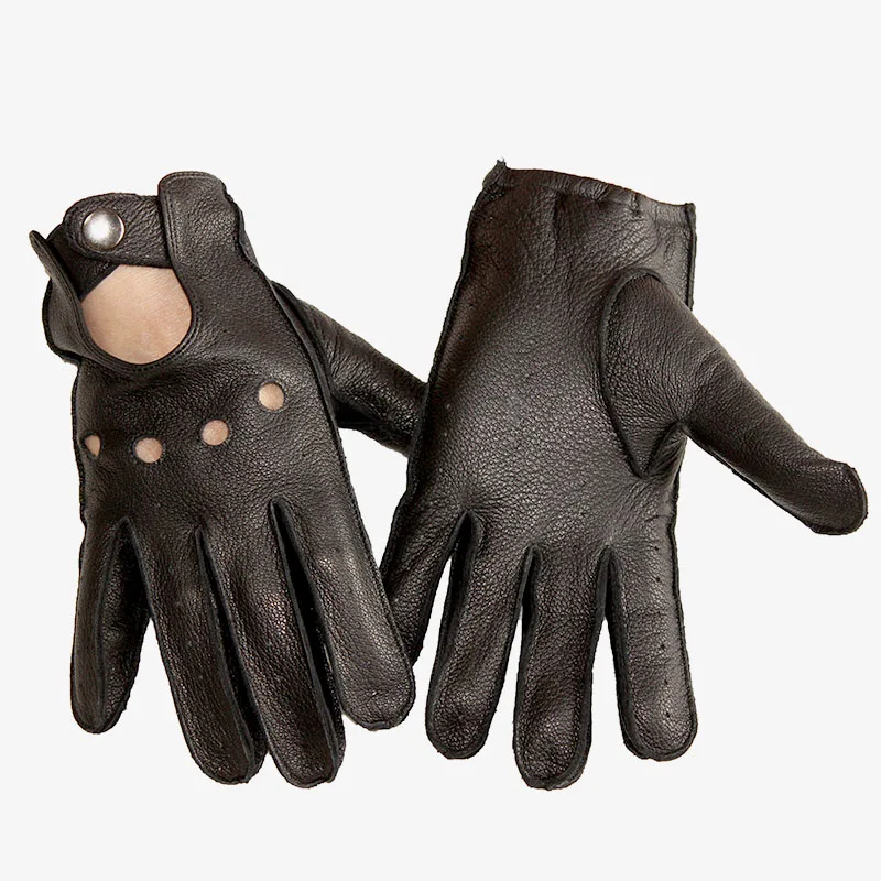 Gants de pilote en cuir peau de cerf pour hommes, monocouche, Section mince, gants de moto plein air, été et automne