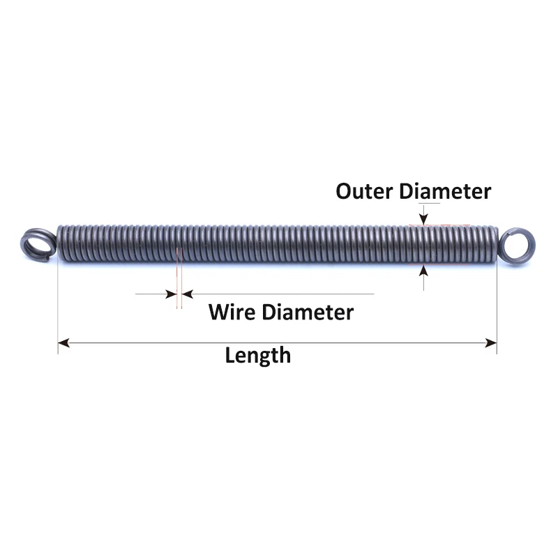 Molas de extensão com laço, 1 peça, extensão, expansível, mola, volta dupla, fio dia0,3-1mm embutido, l300mm