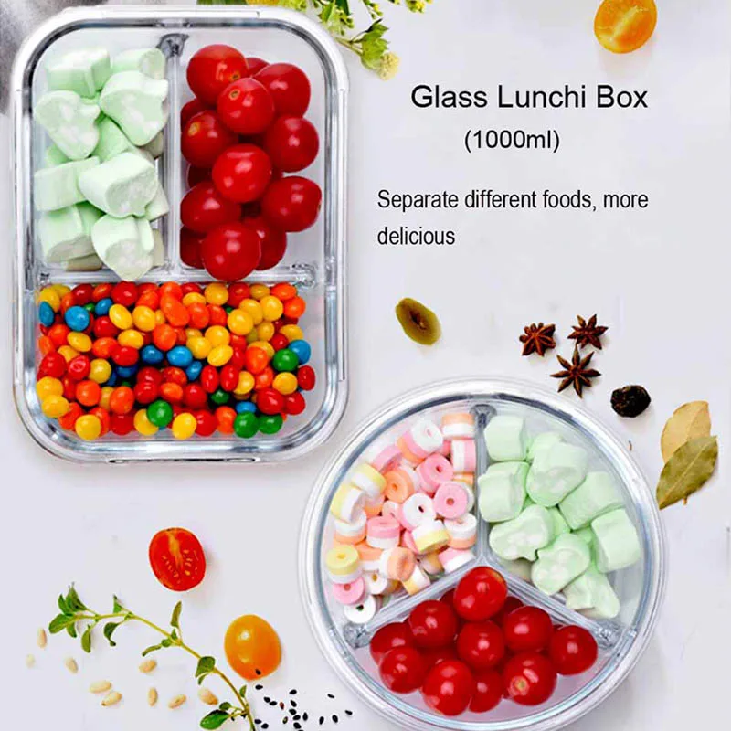 BOZZH Glass Bento Lunch Box Microwavable Bento Box With Thermal Bag Food Container StorageFood Bento BoxTupper Cristal Meal Prep