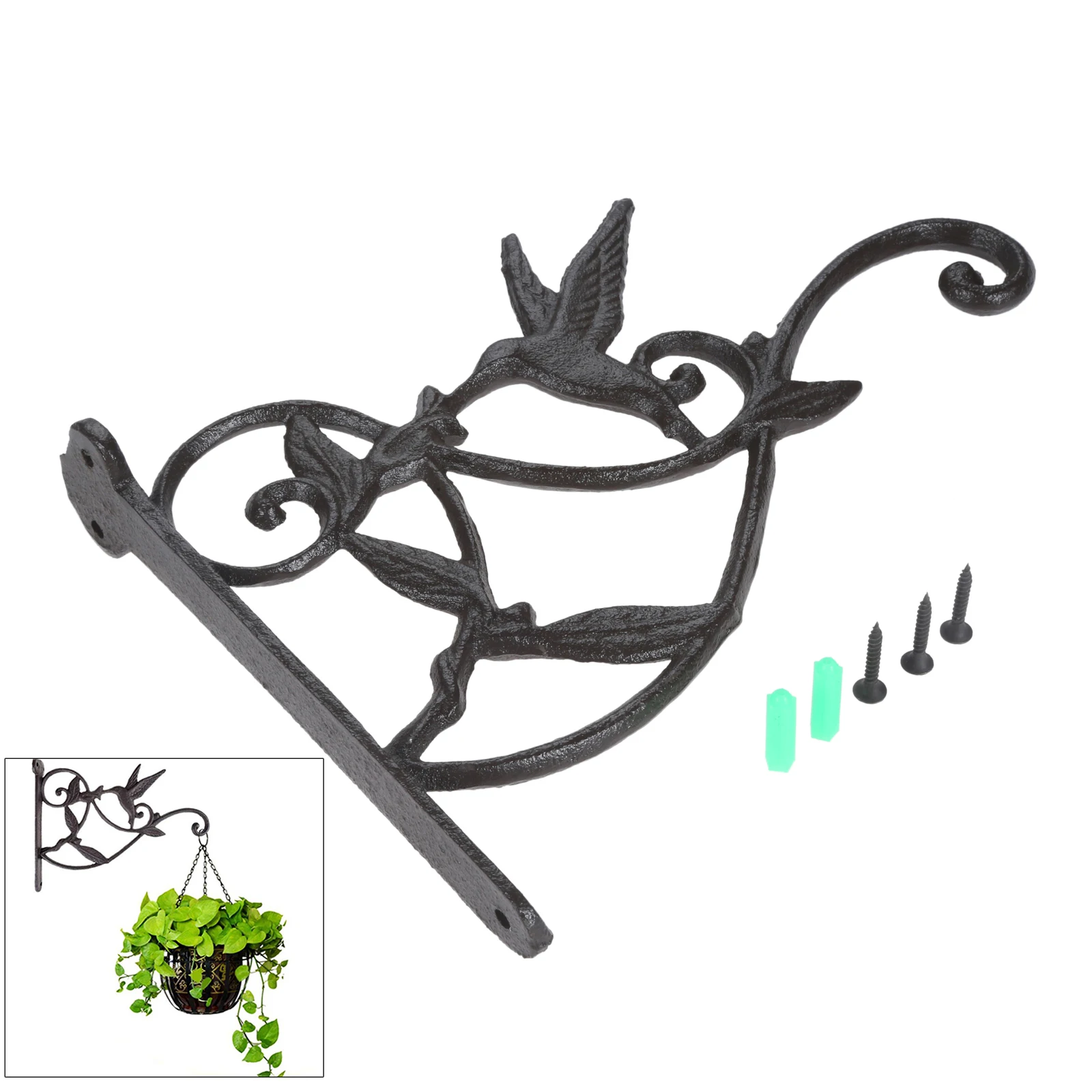 

Bracket Hook Hummer Bird Wall Hanger Hummingbird Iron Hanging Plant Flower Pots Outdoor Home Kitchen Balcony Bathroom Decoration