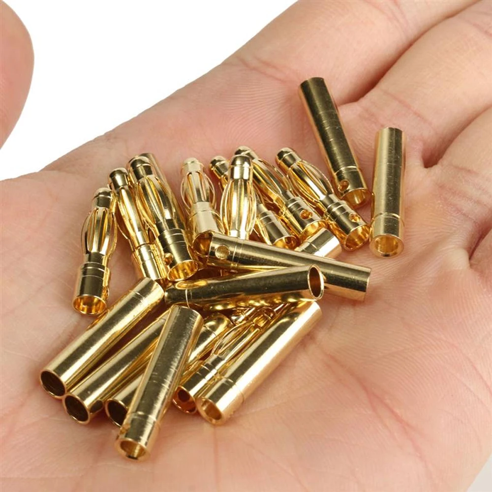 10pair/lot 2.0mm 3.0mm 3.5mm 4.0mm 5.0mm 5.5mm 6.0mm 6.5mm 8.0MM Gold Bullet Banana Connector plug for ESC Lipo RC battery Motor