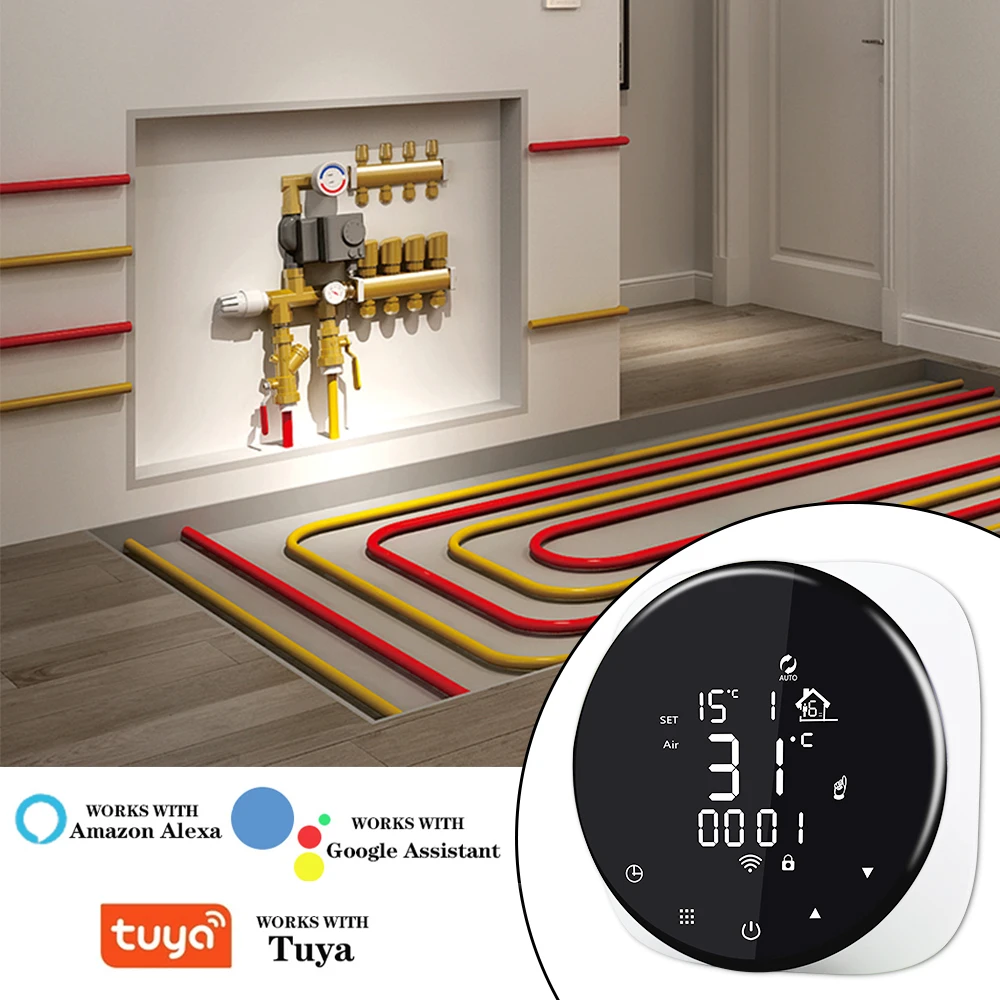 WiFi Smart Thermostat 16A Electric Floor Heating Programmable APP Remote Control Works with Tuya Alexa Google Home