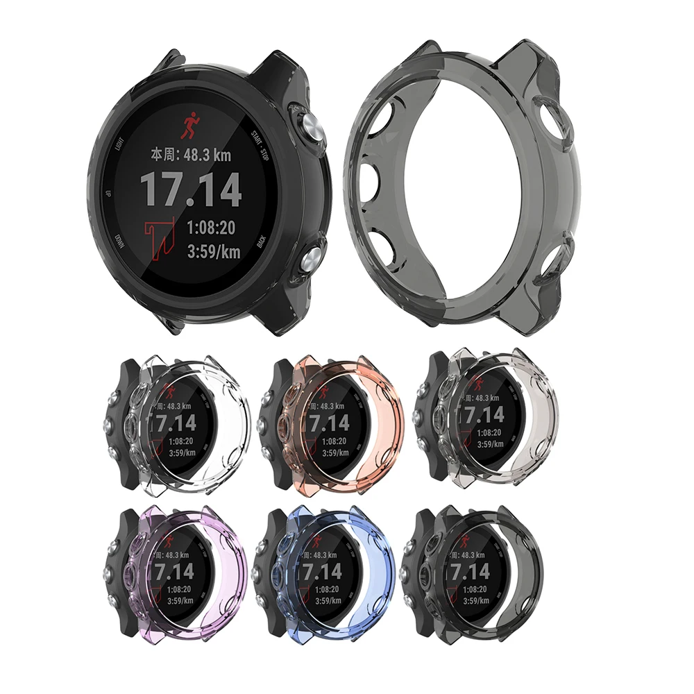 2-In-1 Pelindung Case + Screen Protector untuk Garmin Forerunner 245 245 Musik Lembut TPU Pelindung Penutup shell Film Kaca Tempered