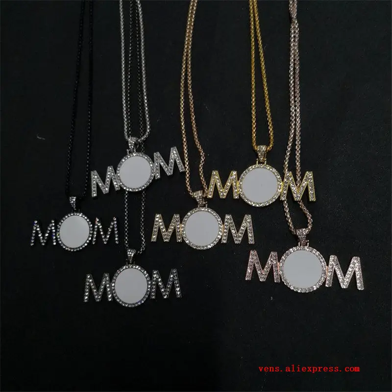 sublimation blank mom  photo necklaces pendants Valentines Day gift hot tranfer printing consumable  10pcs/lot