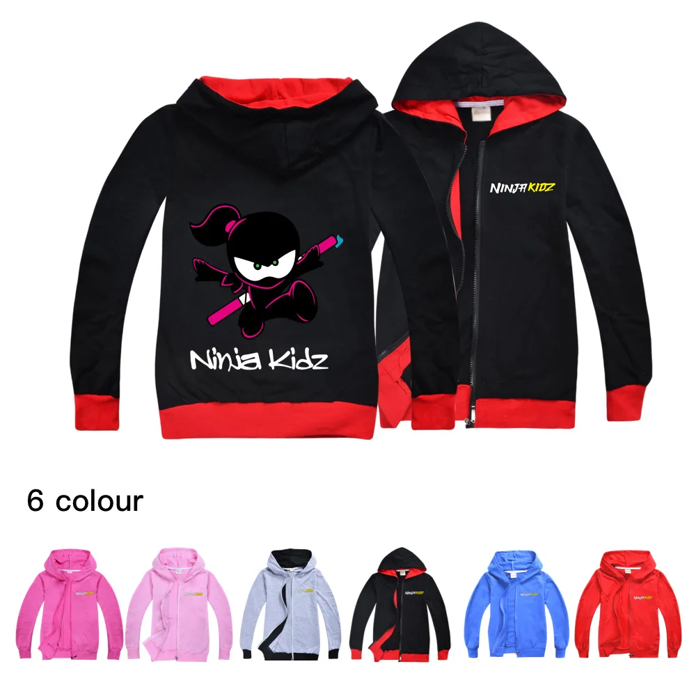 NINJA KIDZ Children's Fashion Kids Zipper Coat Print Tops Child Clothes Boys and Girls Long-sleeved Jacket T-shirt Clothing