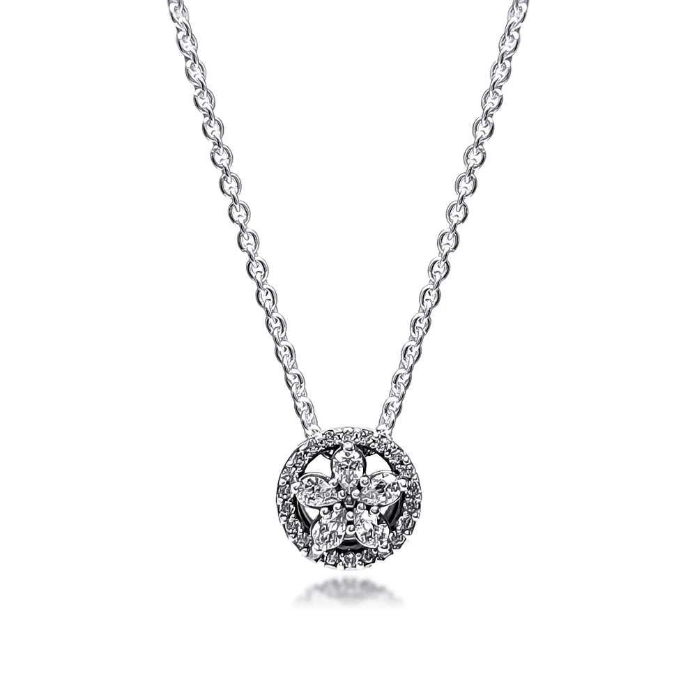 

Sparkling Snowflake Girl Friends Collier Birthday Valentine's Day Long Chain 100% Real Silver S925 Necklace for Women