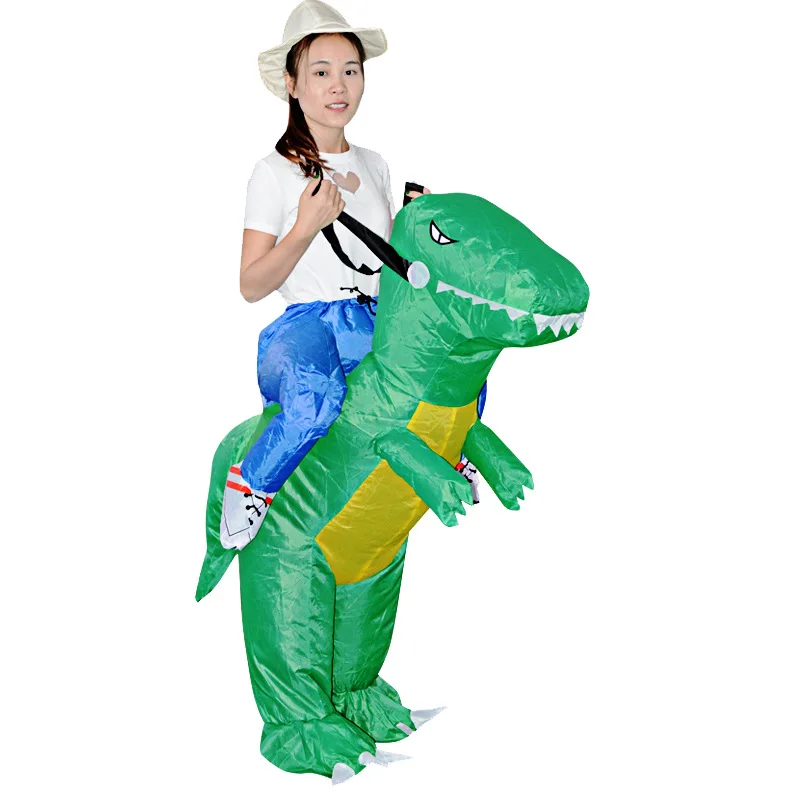 Adulto Kids Dinosaur Costume Birthday Party Dress Inflável T-rex Dino Costumes Purim Natal Halloween Cosplay para Mulheres