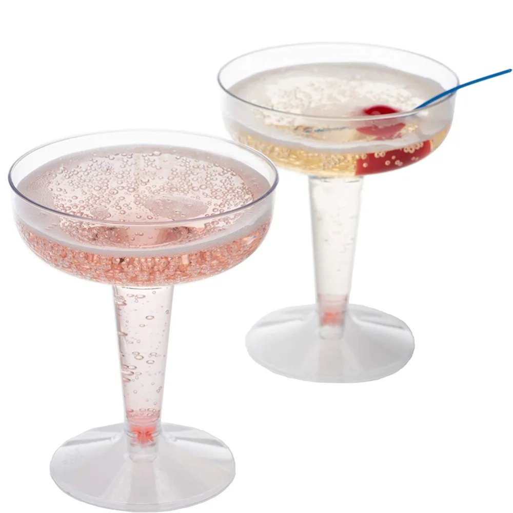 6pcs New Plastic Champagne Flutes Disposable Clear Plastic Champagne Glasses For Parties Glitter Clear Plastic Cup