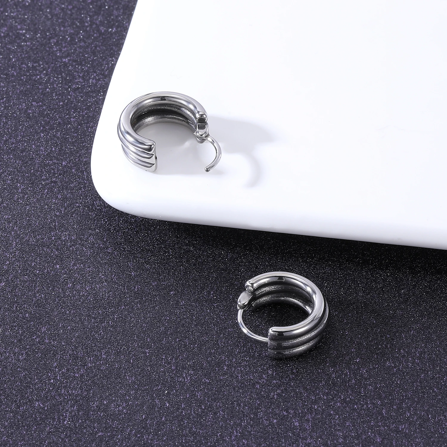 AOEDEJ 10 Styles Stainless Steel Octopus Feather Hoop Round Earring for Women Men Hip Hop Punk Rock Huggie Hoop Earrings Jewelry image 4