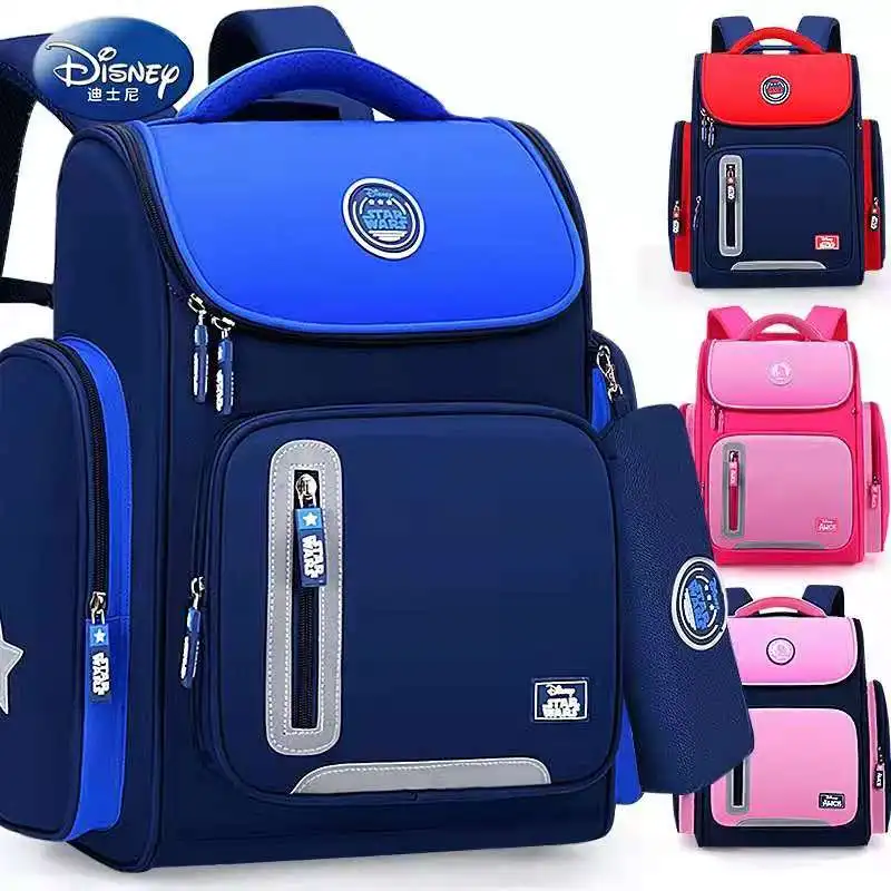 Disney Mickey School Bag For Boys Girls Star War Alice Princess Primary Student Shoulder Backpack Large Capacity Birthday Gifts