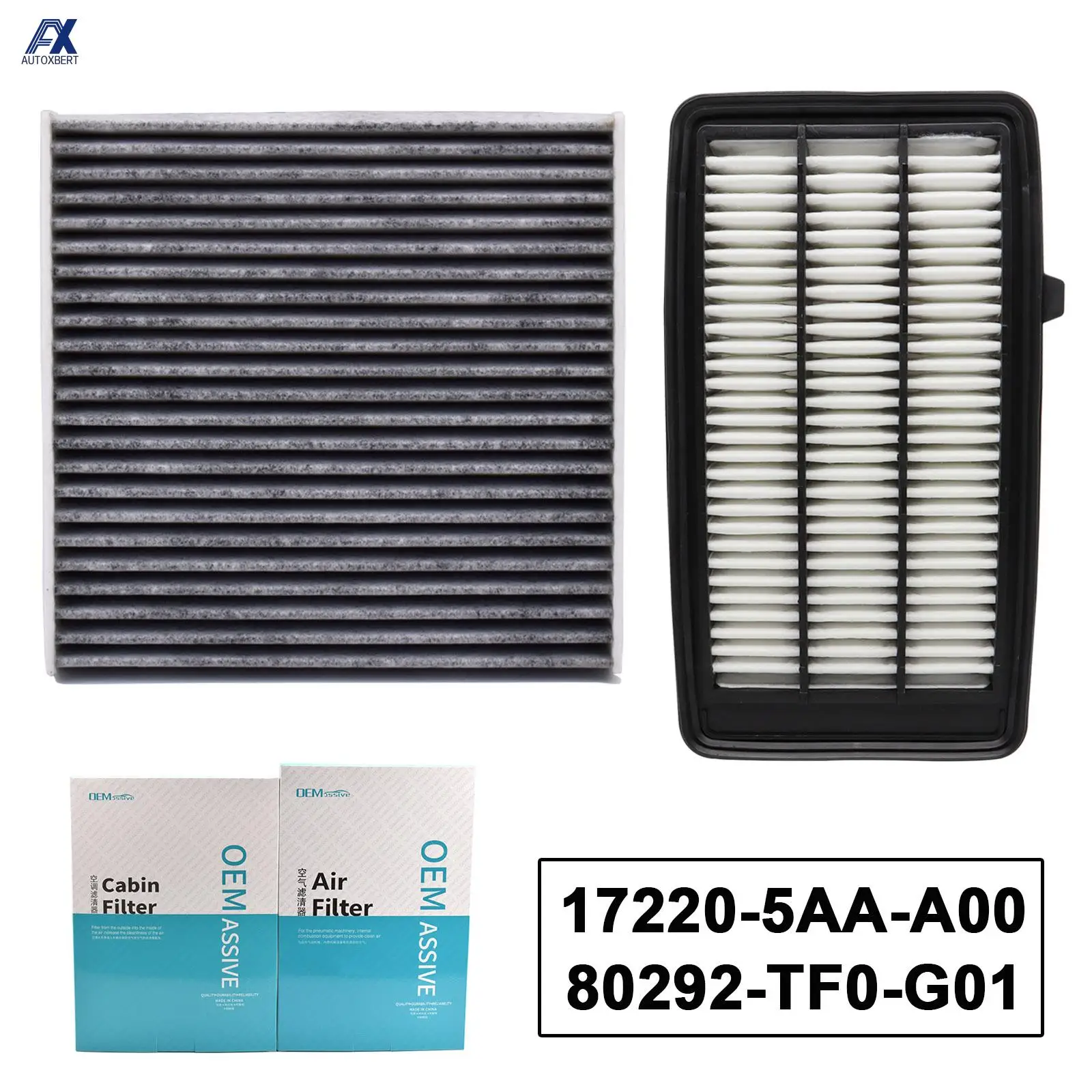 Combo Set Engine Cabin Pollen Air Filter 17220-5AA-A00 80292-TF0-G01 For Honda CR-V CRV Civic X 1.5L Turbo 2017 2018 2019 2020