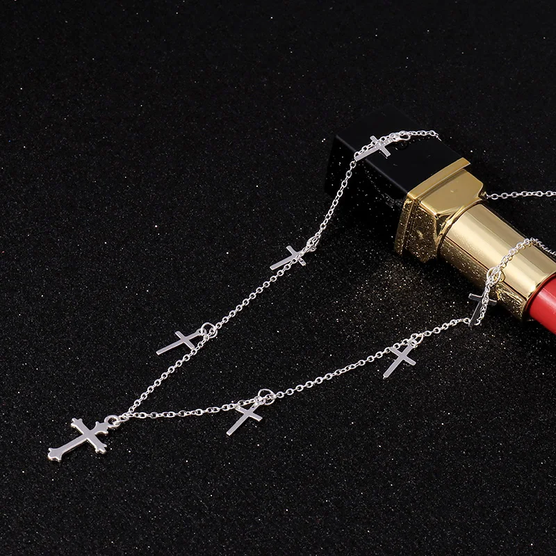 Silber Farbe Kreuz Halsketten & Anhänger für Frauen Choker Schlüsselbein Kette Schmuck Femme Bijoux Collares – Detail 9