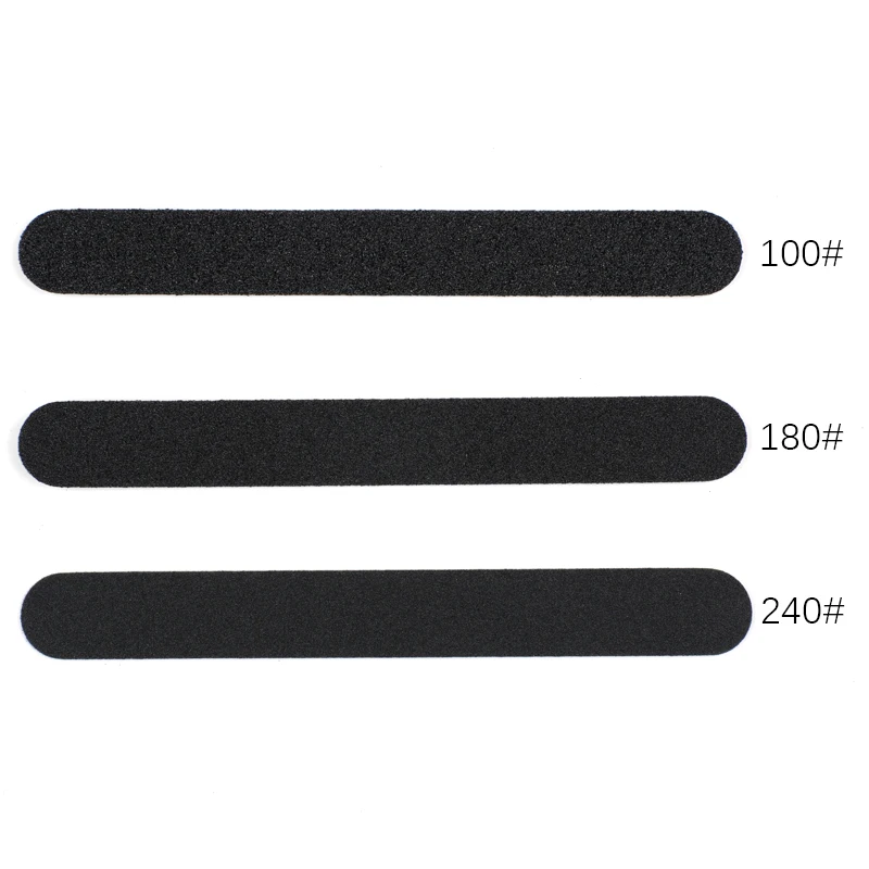 Mini Replaceable Nail Art File 50Pcs Black Straight Removable Sandpaper Pads Stainless Steel Handle Metal Buffer Manicure Block
