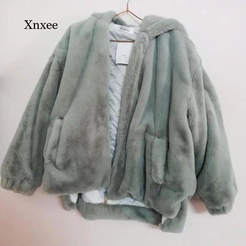 Frauen Mode Faux Pelzmantel Herbst/winter Casual Mit Kapuze Große Größe Faux Fuchs Pelz Winter Jacke Frauen