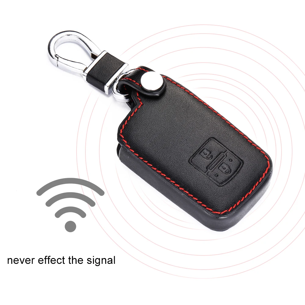 Leather Car Key Case For Toyota Auris Camry RAV4 Avalon Yaris Verso 2012-2018 2 Buttons Keyless Remote Fob Prot Buttons Keychain