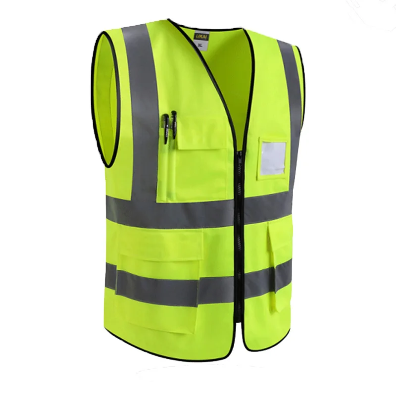 Plus Size M-4XL Construction Safety Vest Reflective Vest for Men hi vis Workwear Vest Reflective Work Wear Vest with Pockets