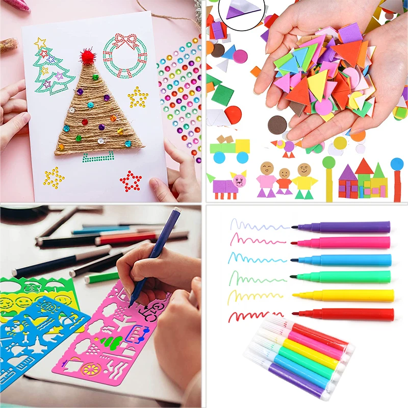 Drawing Toys Kit DIY Art Crafts Make Story Book Painting Stencil Stickers Set Ideal Kids Gifts Children Creative Education Toy