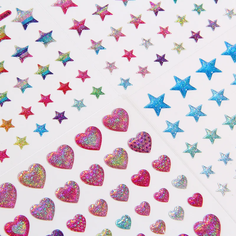 Glitter Magic Crystal Love Star Sticker 3D Shiny Gem Three-Dimensional Sticker Phone Notebook Diary DIY Gift Decoration For Girl