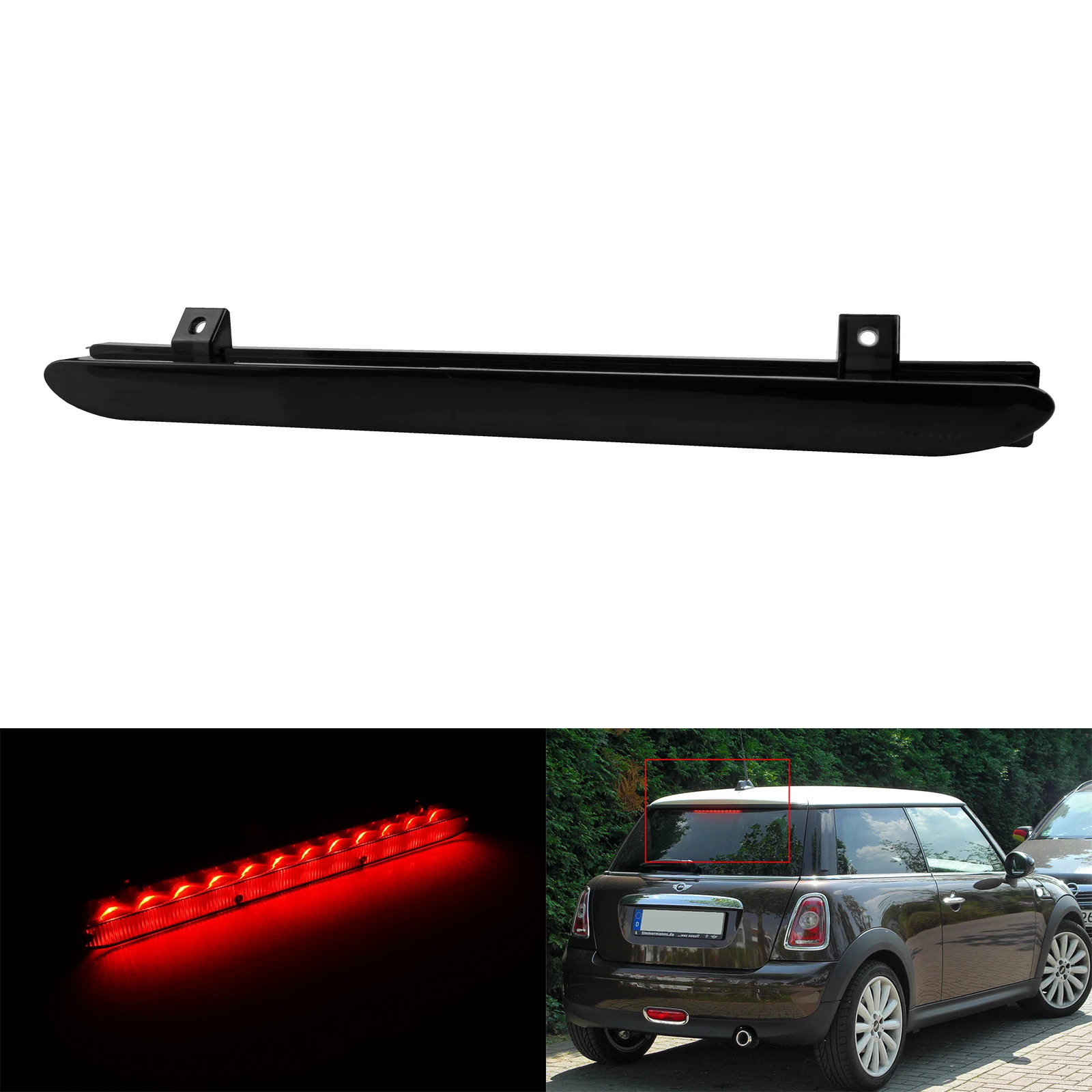 For Mini Cooper R60 Countryman R56 Red LED Third High Level Tail Brake Stop Light Lamp with Black Lens 