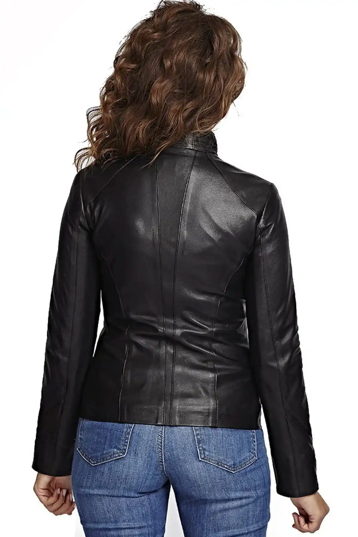 Genuine Sheepskin Black Biker Jacket, High Street Fashion For Women, Autumn And Spring Fashion Clothing