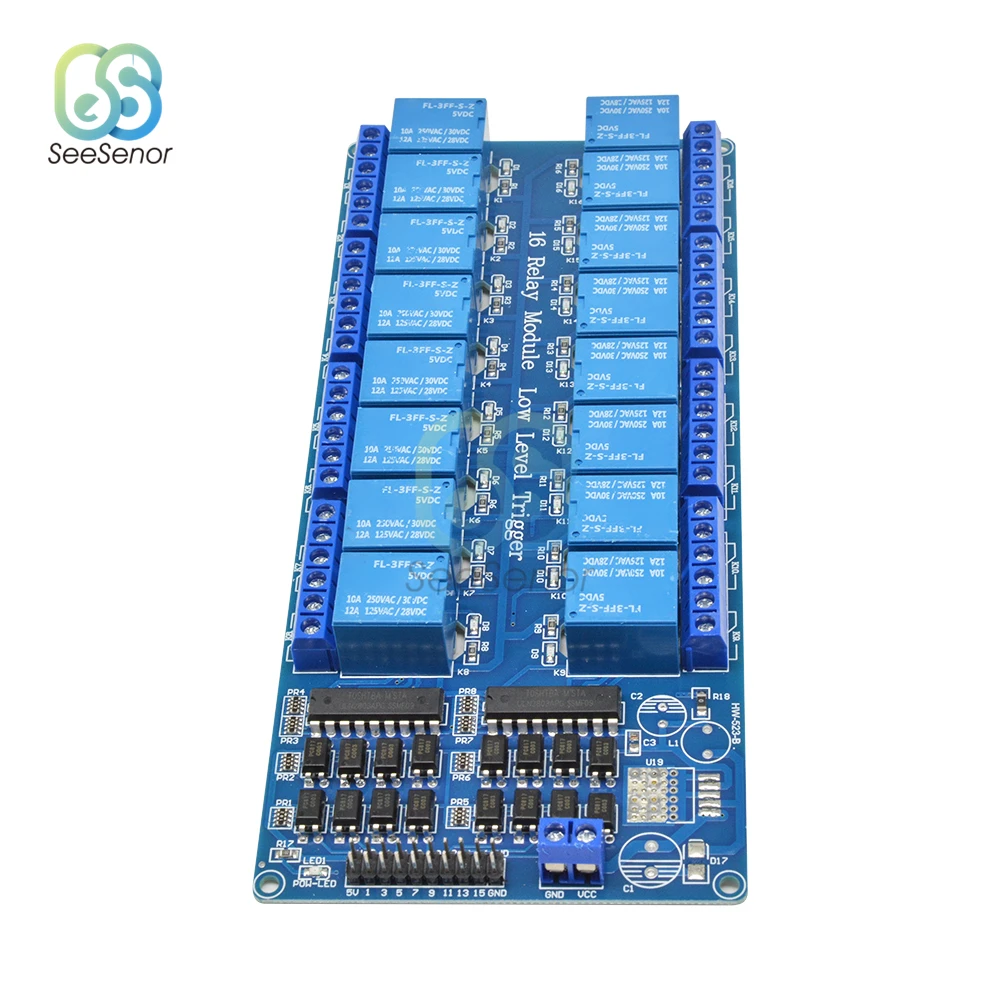 DC 5V 12V 16 Channel Relay Module Interface Board With Optocoupler Protection LM2576 Power for Arduino DIY Kit