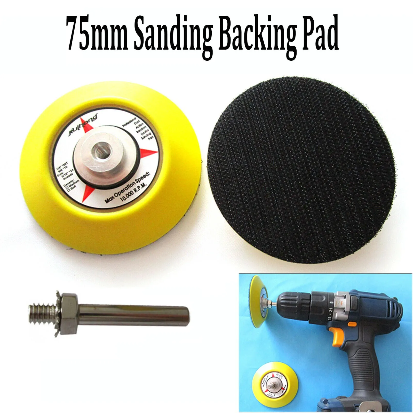 3inch 75mm Hook And Loop Backing Pad Sanding Polishing Pad With Drill Attachment  Abrasive Power Tools For Polishing Wood Metal