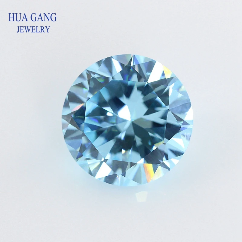 Light Sea Blue 0.8~3mm Cubic Zirconia Stone Round Shape 5A Brilliant Cut Loose CZ Stone Synthetic Gems See Blue For Jewelry