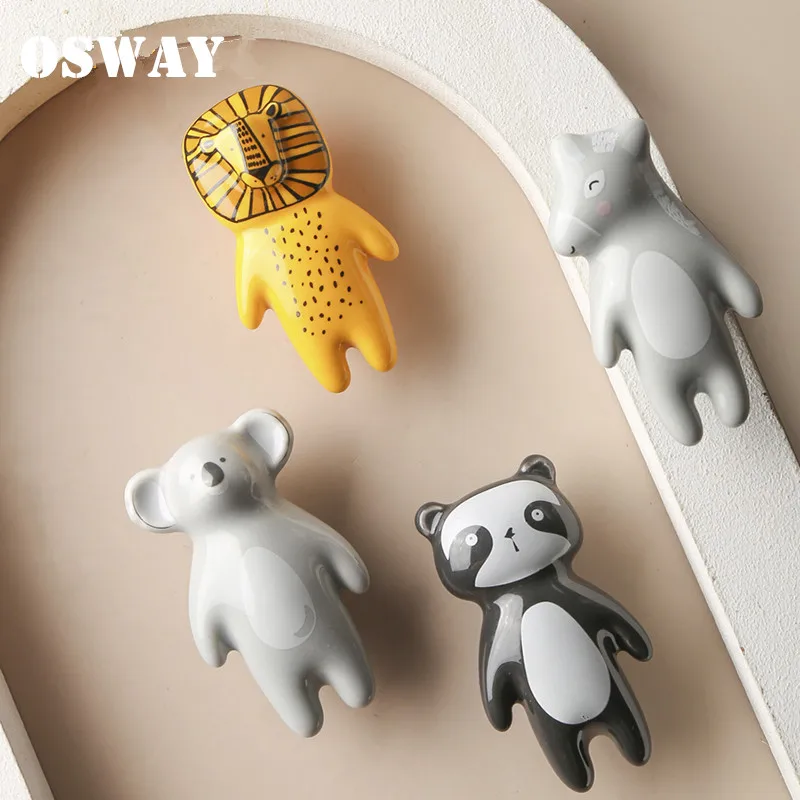 Animal shape /Cartoon Children Room Yellow  Ceramic Cabinet Knobs  Wardrobe Handle Door Handle Cabinet Handles for Kids