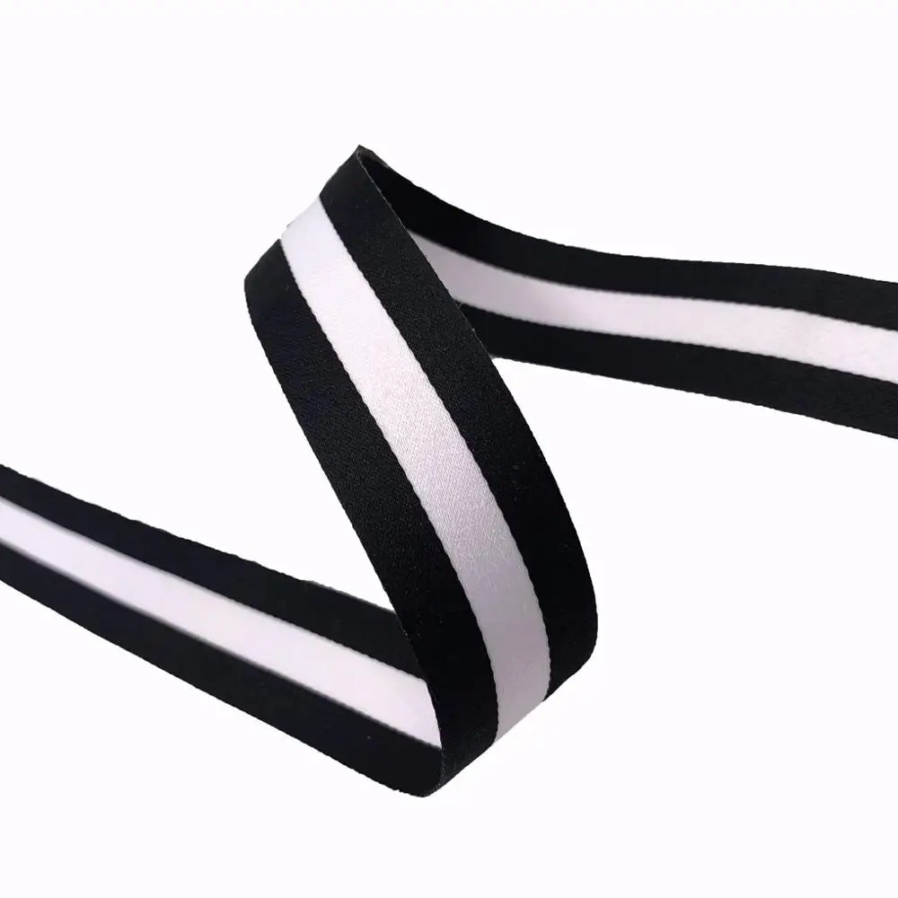 

10mm 15mm 25mm 30mm wide webbing 3yards black white Striped polyester Webbing twill yarn for the sewing belt Bag handle deco